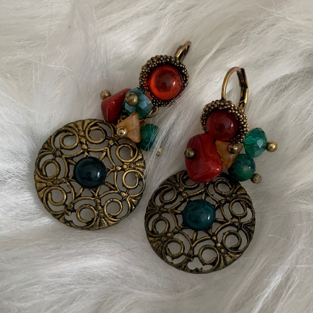Boho Multicolored Beaded Pierced Earrings